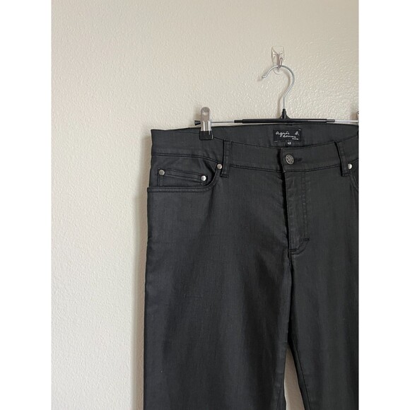 Agnes B Men's Wax Coated Straight Leg Pant in Black Size 42/LARGE - Picture 2 of 6